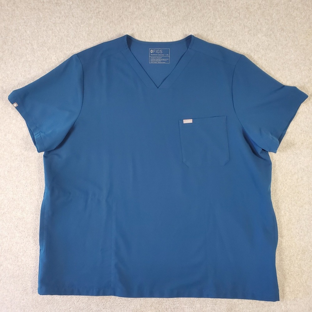 Figs Chisec Scrub Top Mens 4XL Alps Blue 3 Pocket Technical Collection Medical